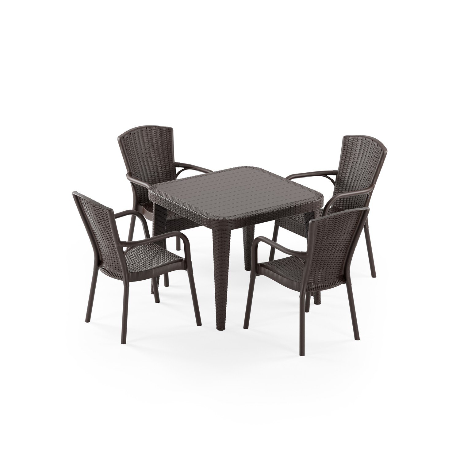 Osaka 90x90 ve Royal 4 Kişilik Rattan Masa Takımı