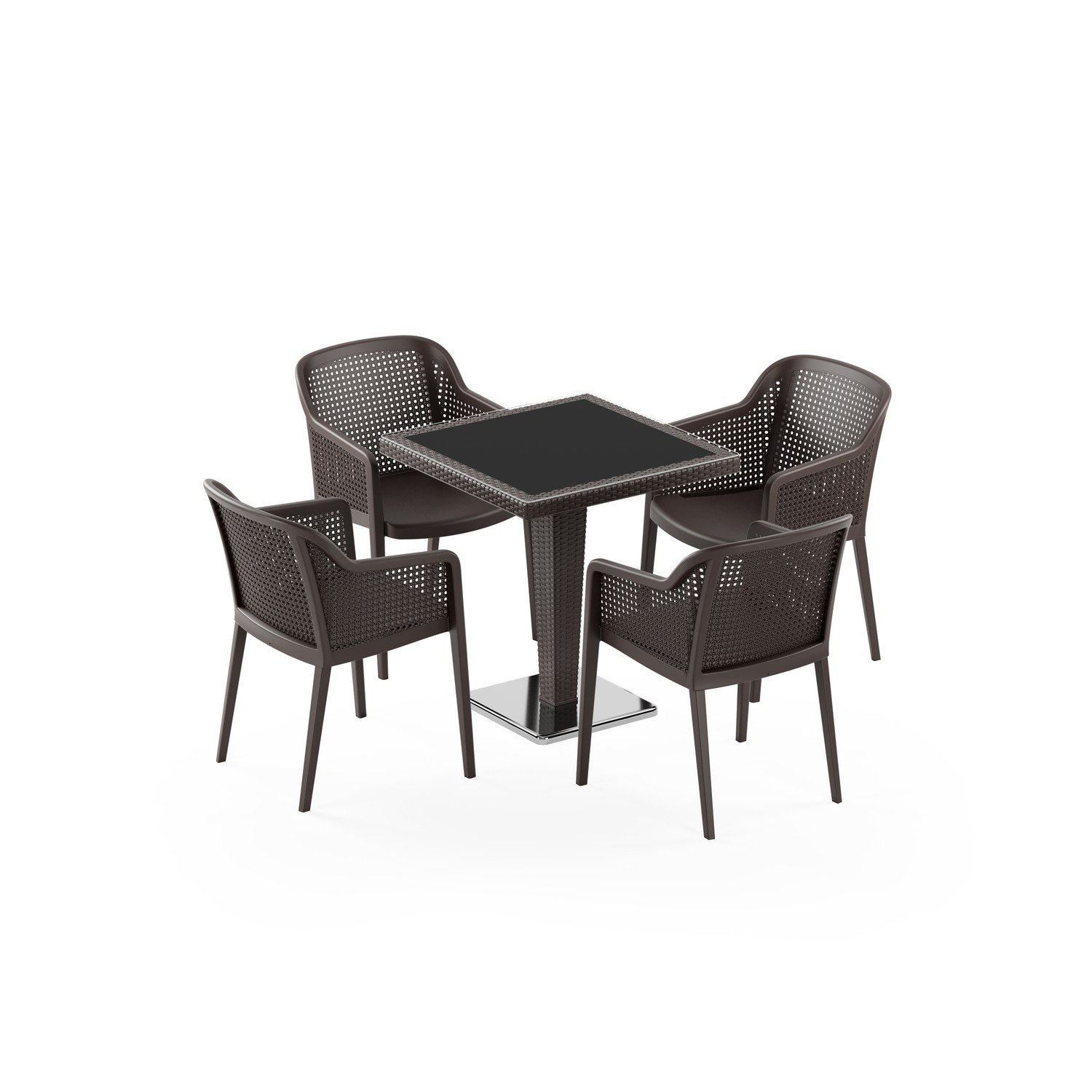 Antares Krom Ayak 70x70 ve Octa 4 Kişilik Rattan Masa Takımı