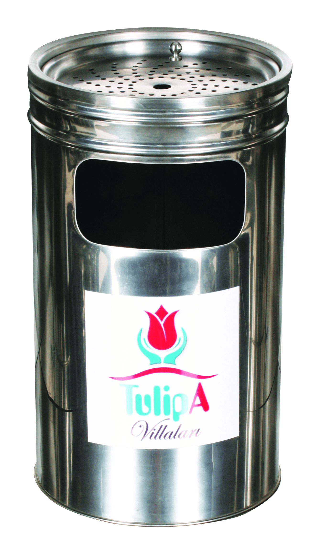 Direğe Monte Paslanmaz Alttan Boşaltmalı Dış Mekan Çöp Kovası