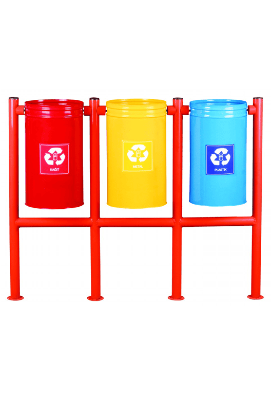 3’Lü H Tipi Geri Dönüşüm Çöp Kovası