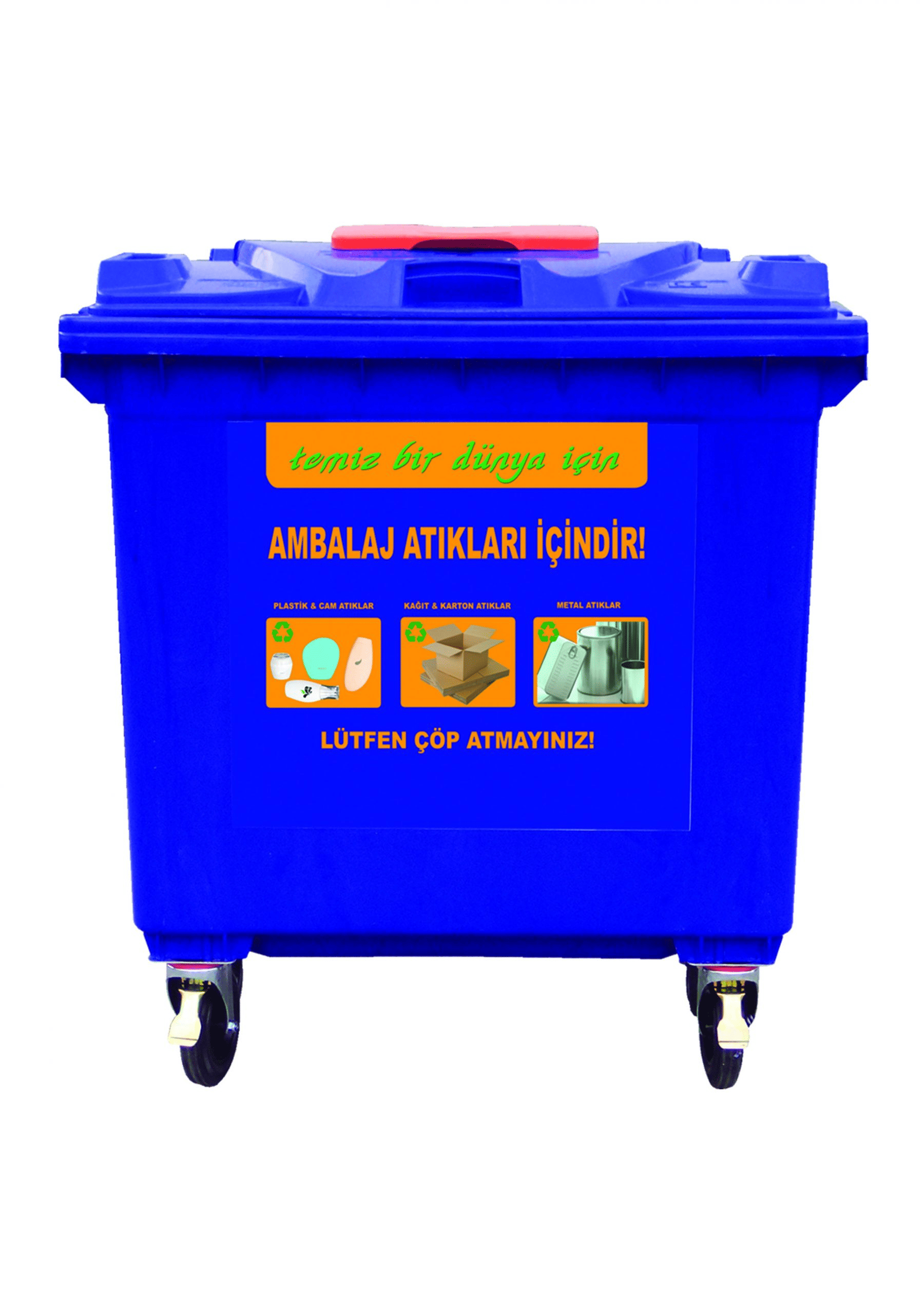 660 Lt.-770 Lt.Plastik ve Kağıt Atık Kapaklı Mobil Çöp Konteynerleri